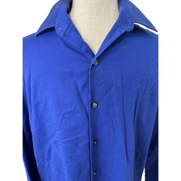 Van Heusen Mens Blue Long Sleeve Button-Up Shirt Slim Fit Stretch L - Picture 2 of 8
